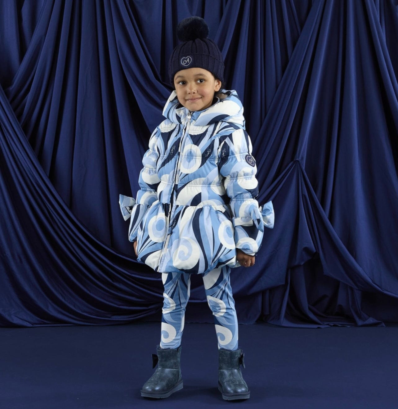 A Dee Nylah Swirl Print Bow Jacket
