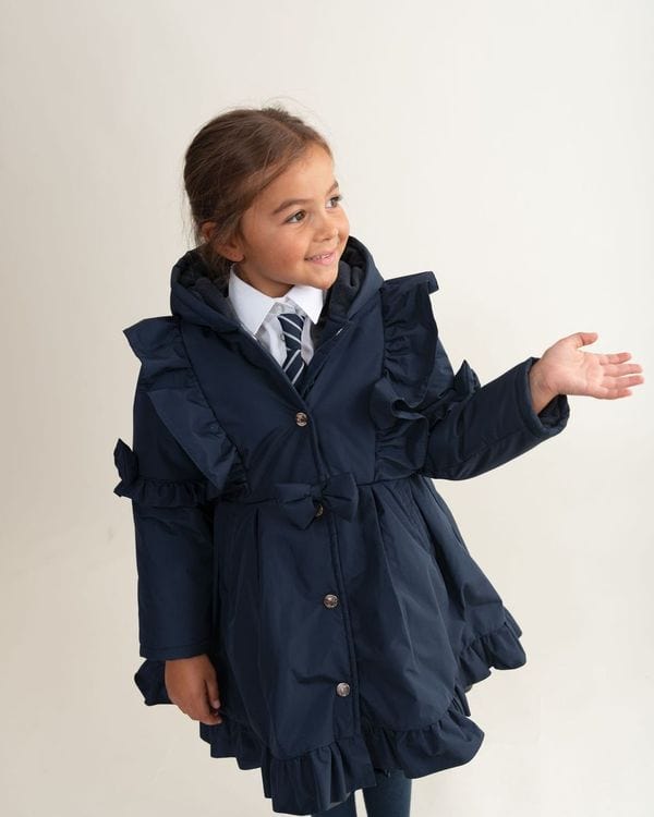 Caramelo Skirted Coat with Frill Detail