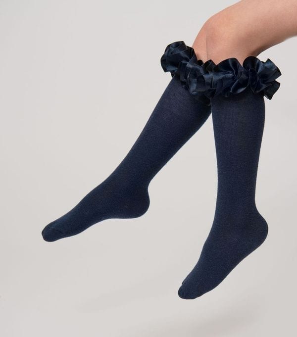 Caramelo Ruffle Ribbon Knee Length Socks