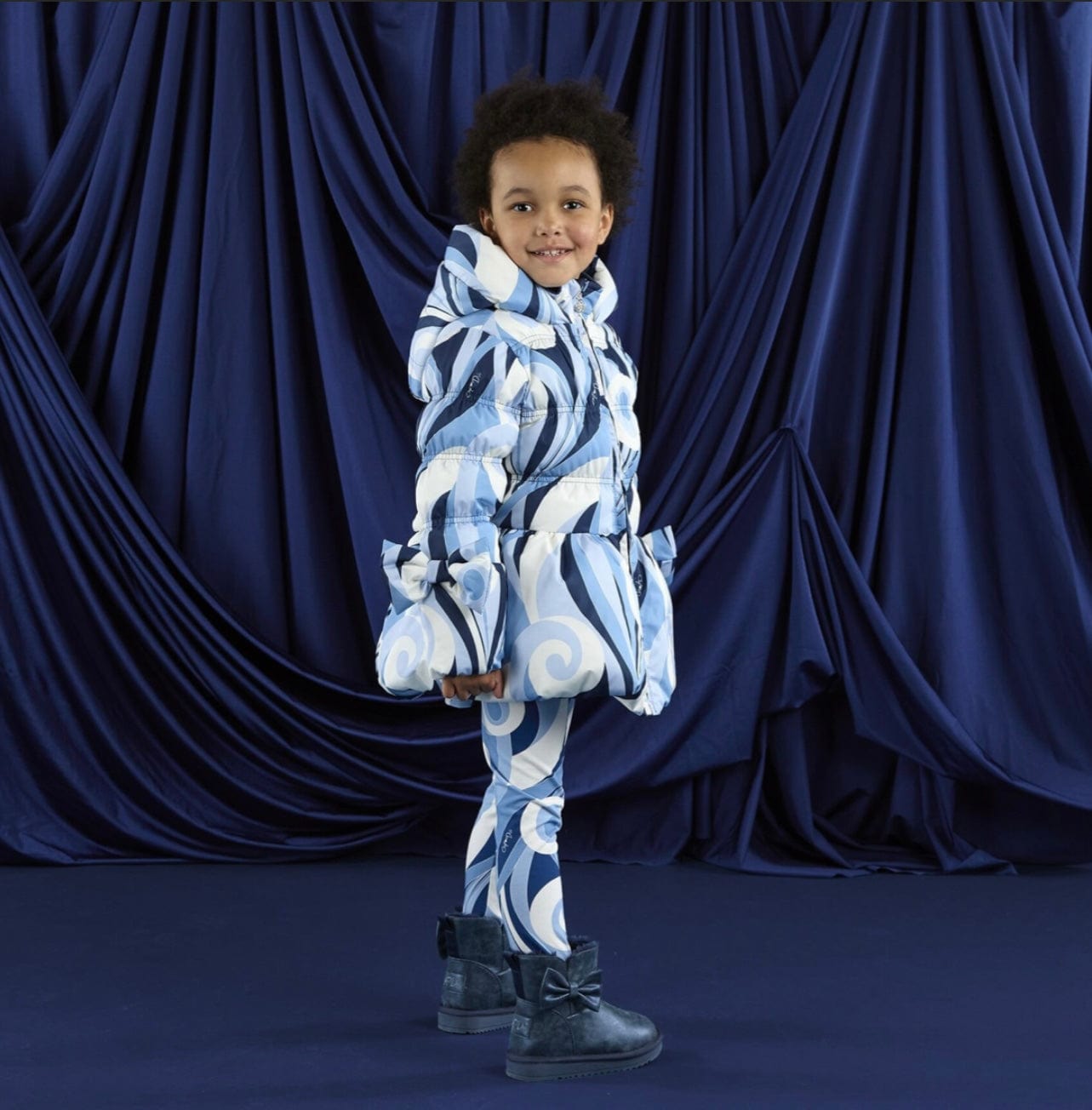 A Dee Nylah Swirl Print Bow Jacket