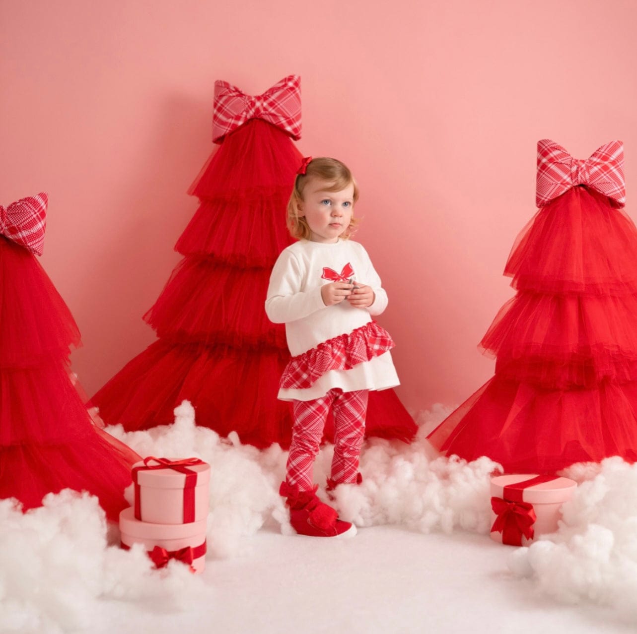 Little A Kiara Bow Check Legging Set