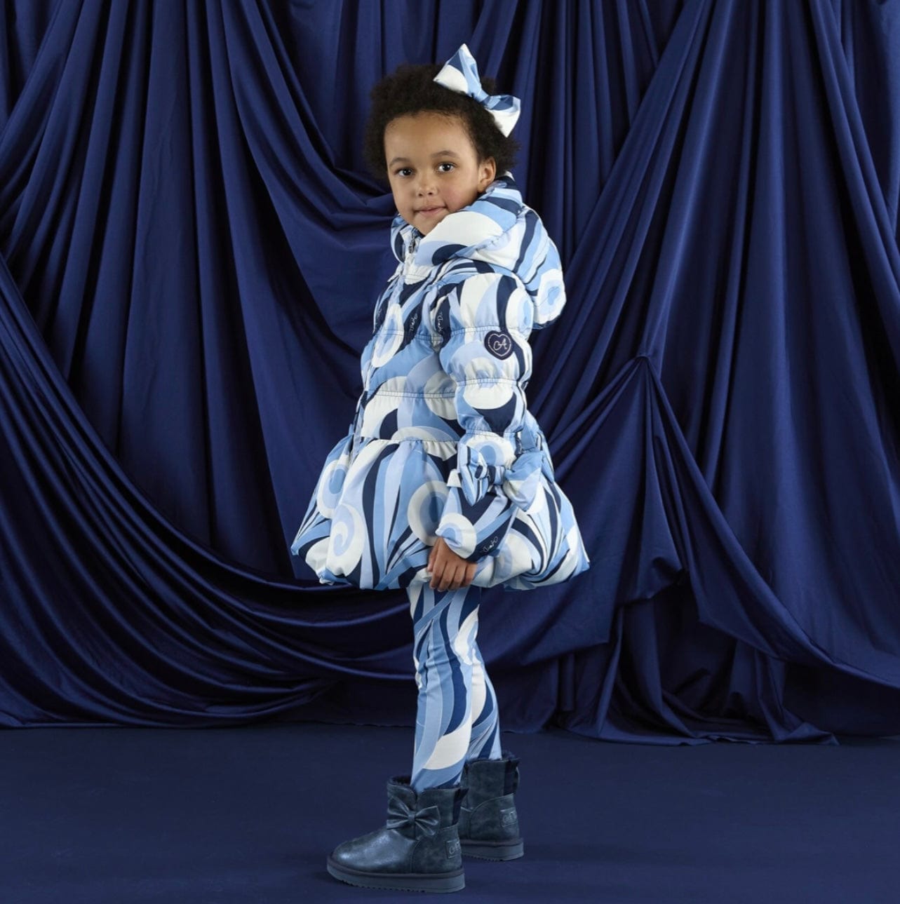 A Dee Nylah Swirl Print Bow Jacket
