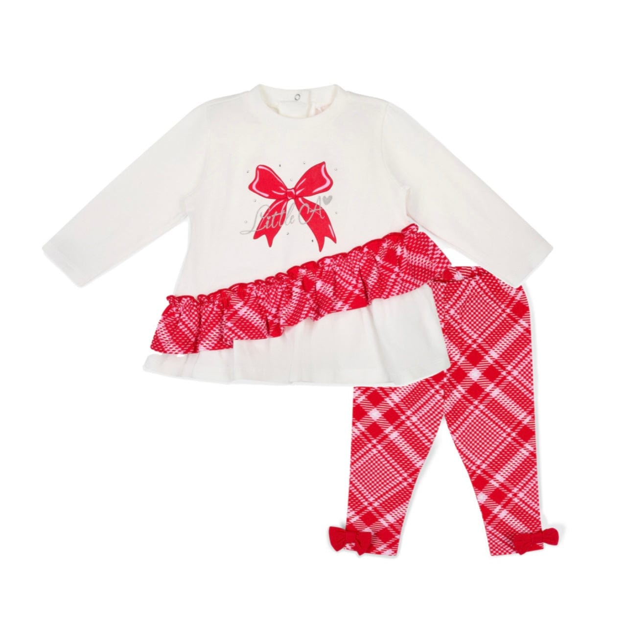 Little A Kiara Bow Check Legging Set