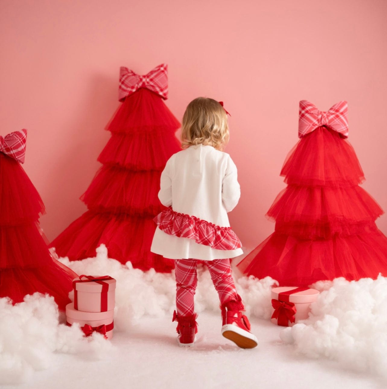 Little A Kiara Bow Check Legging Set