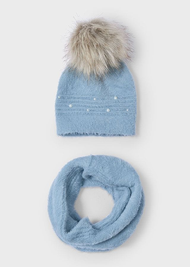 Mayoral Fur Hat & Scarf Set