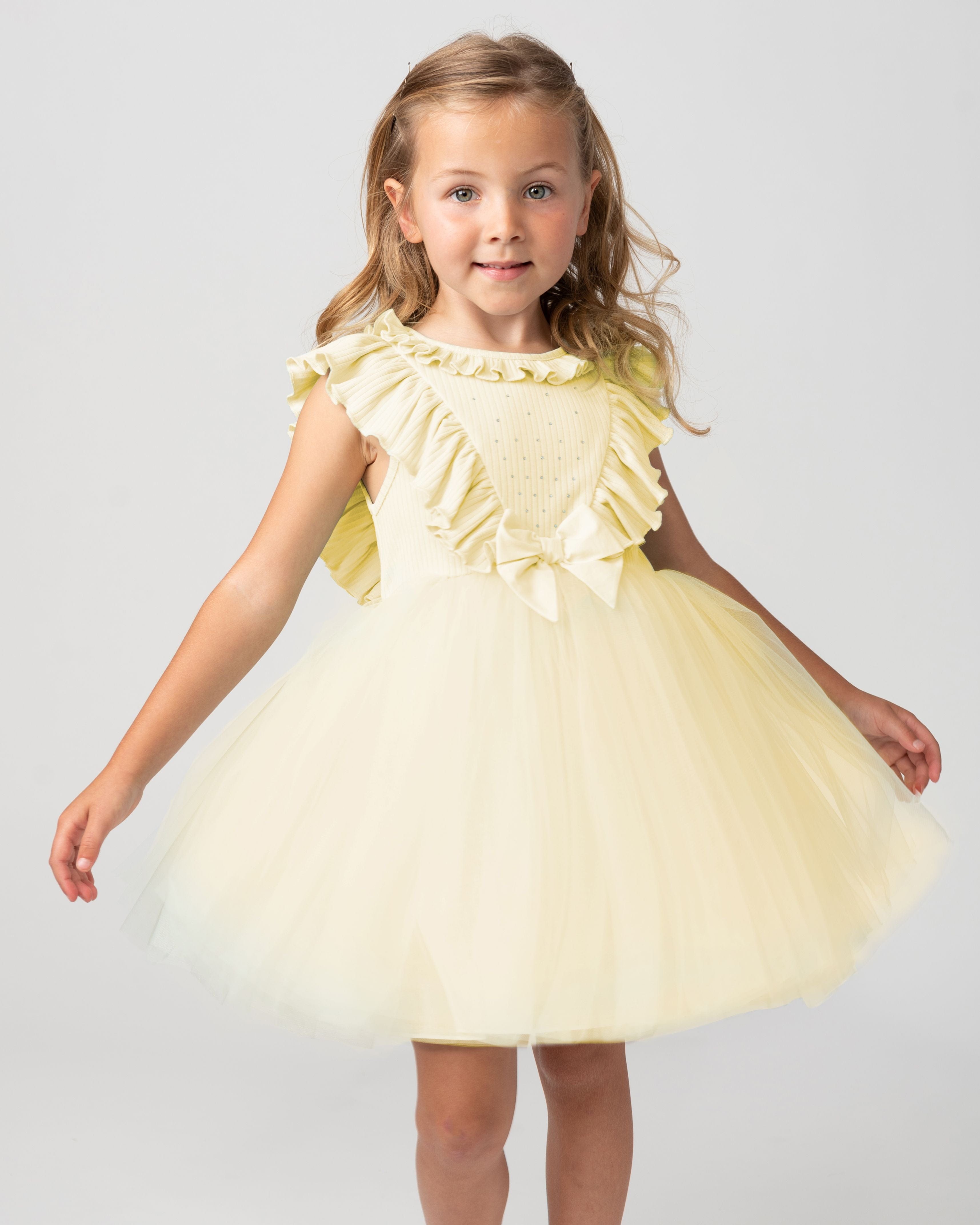 Caramelo Ribbed Tulle Dress with Hairband