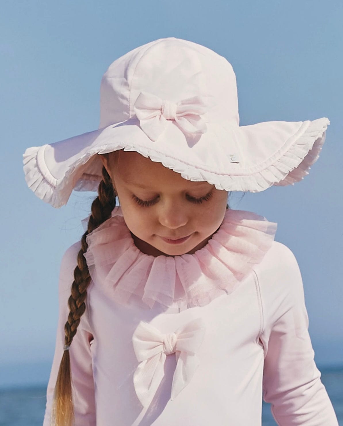 Caramelo Tulle Trim Sun Hat with Bow