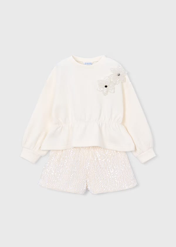 Mayoral Shorts Set with Sequins