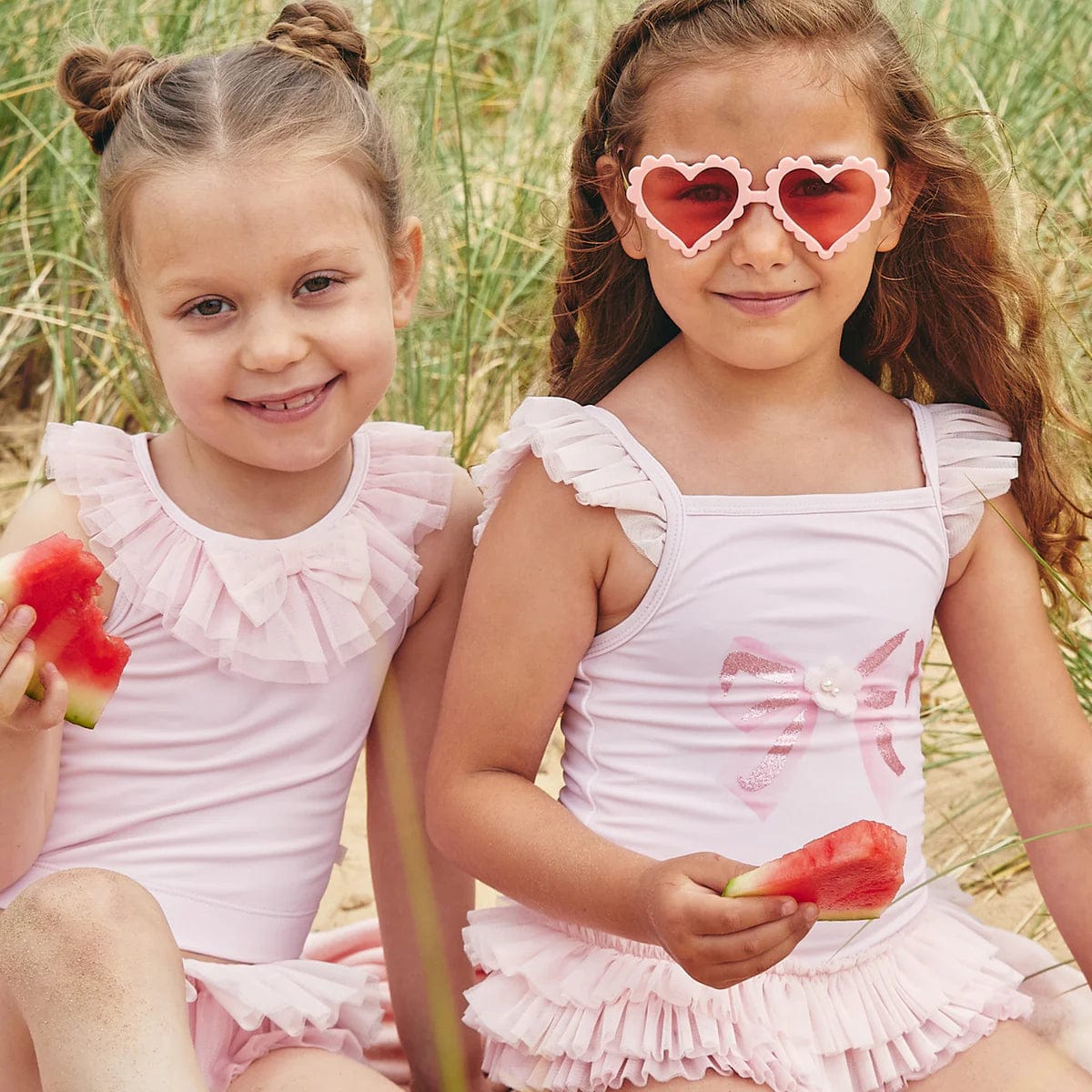 Caramelo Tulle Frill Glitter Bow Swimsuit