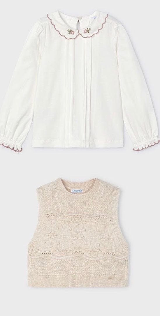 Mayoral Blouse with Knit Pullover