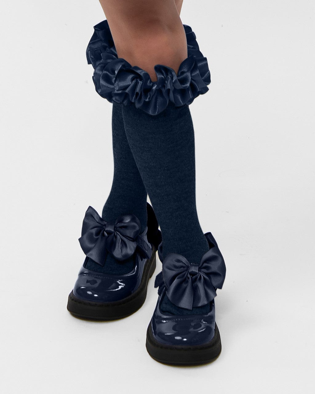 Caramelo Navy Bow School Shoes