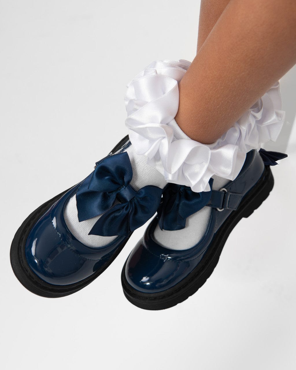 Caramelo Navy Bow School Shoes