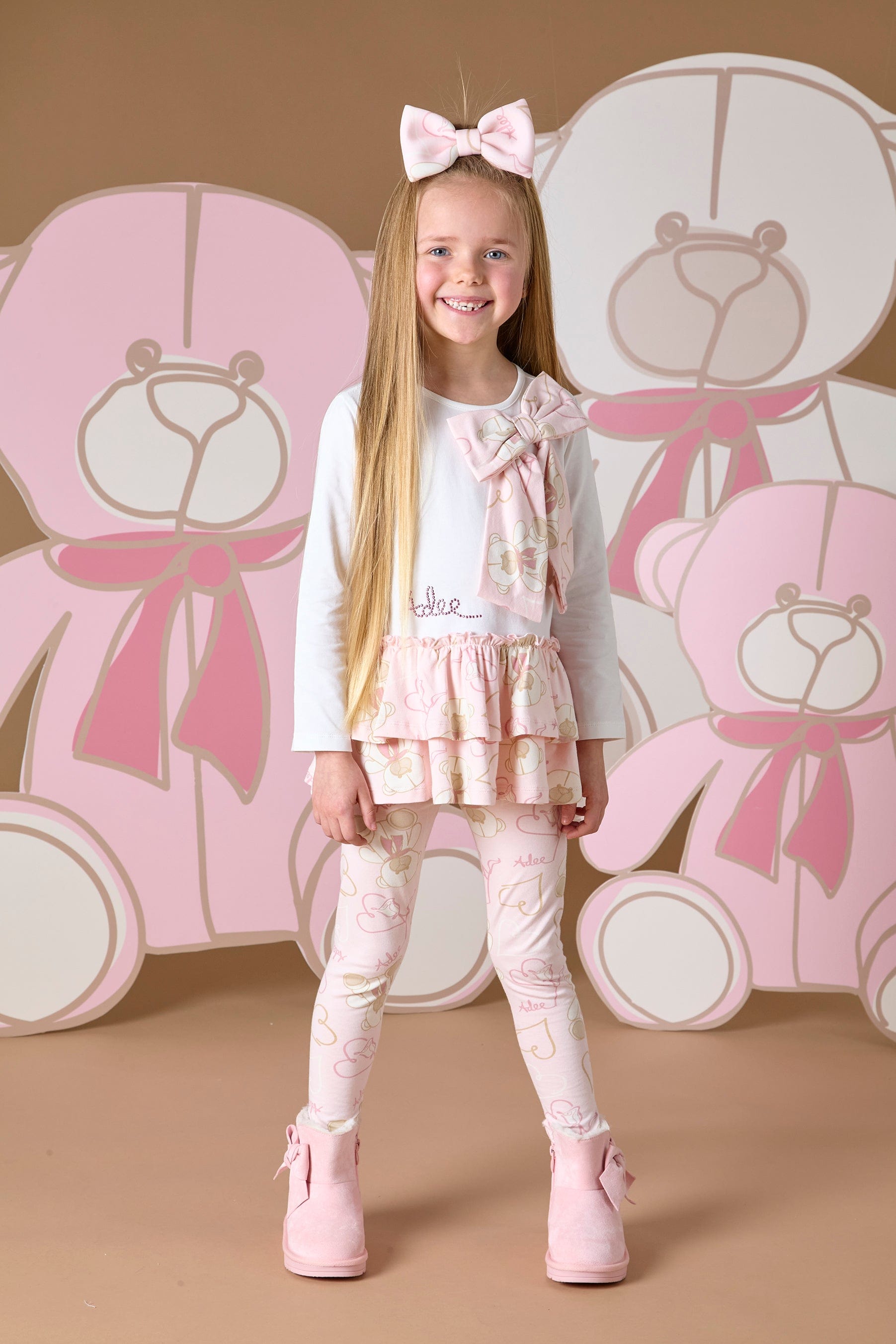 A Dee AW24 Summer Teddy Print Bow Legging Set