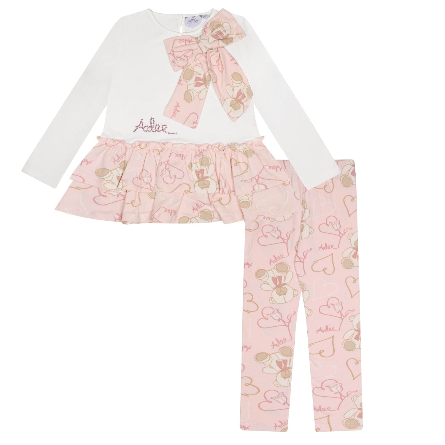 A Dee AW24 Summer Teddy Print Bow Legging Set